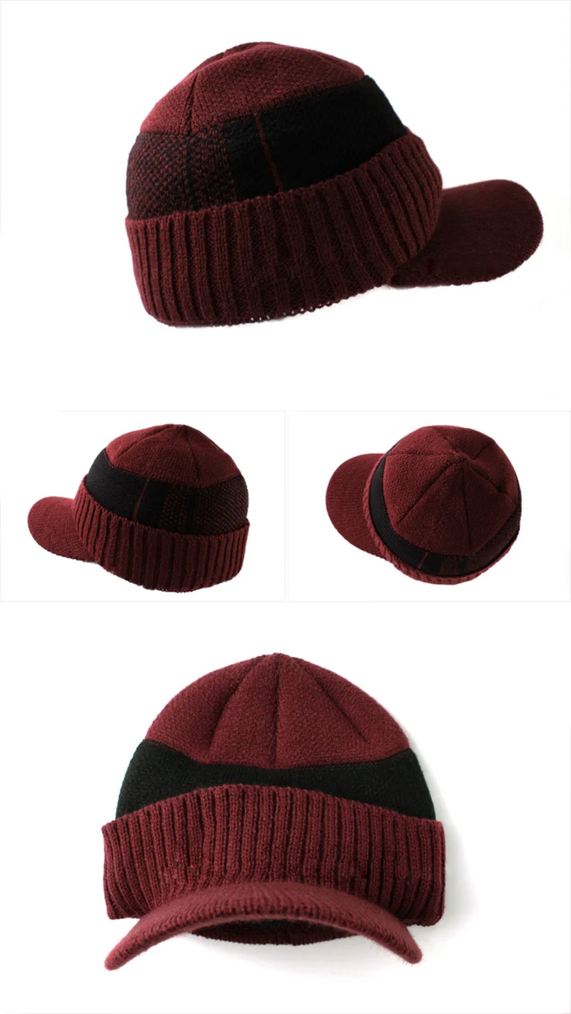 Lanmaocat, мужские шапки, Осень-зима, вязаная шапка с прямым козырьком, теплая шапка для мужчин и женщин, модные кепки с козырьком