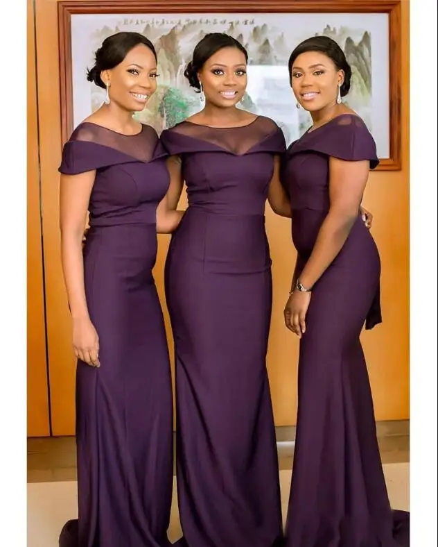 South African Dark Purple Bridesmaids Dresses Summer Boho Garden ...