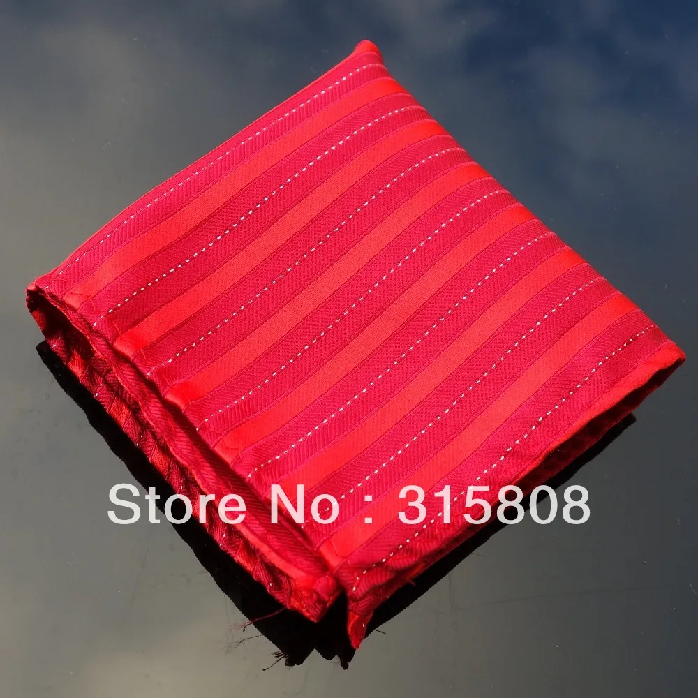 Ikepeibao Hankie Red Stripes Men's Fashion Pocket Square Hankerchief