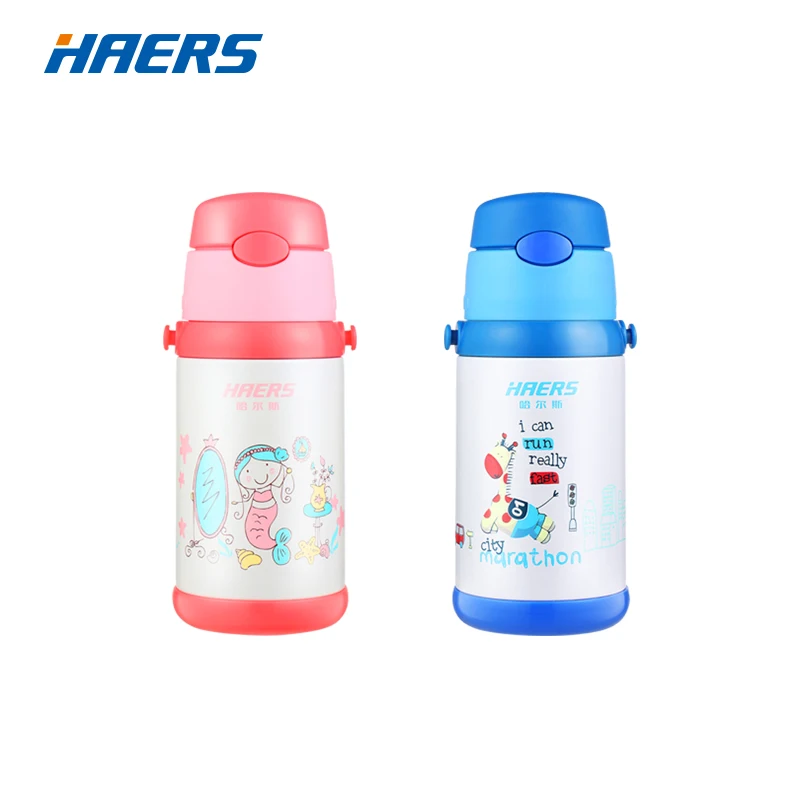 Beste HAERS 400 ml Leuke Kids Thermos Lekvrije Rvs Thermos Kids Straw Cup