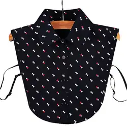 Женская блузка свитер с отложным воротником манишка с высоким воротом съемный принт с геометрическим узором Хлопок Половина рубашка