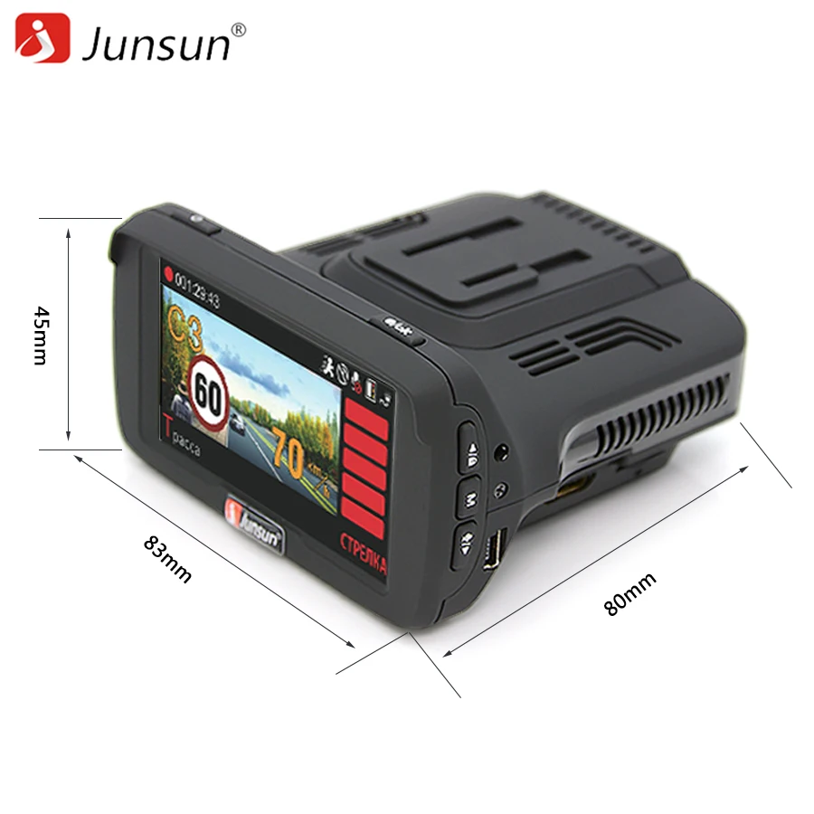Junsun 3 in 1 Dash cam Ambarella A7LA50 Car Radar DVR Camera 1296P GPS for Russian Speed Anti Radar Detector Video Car Recorder
