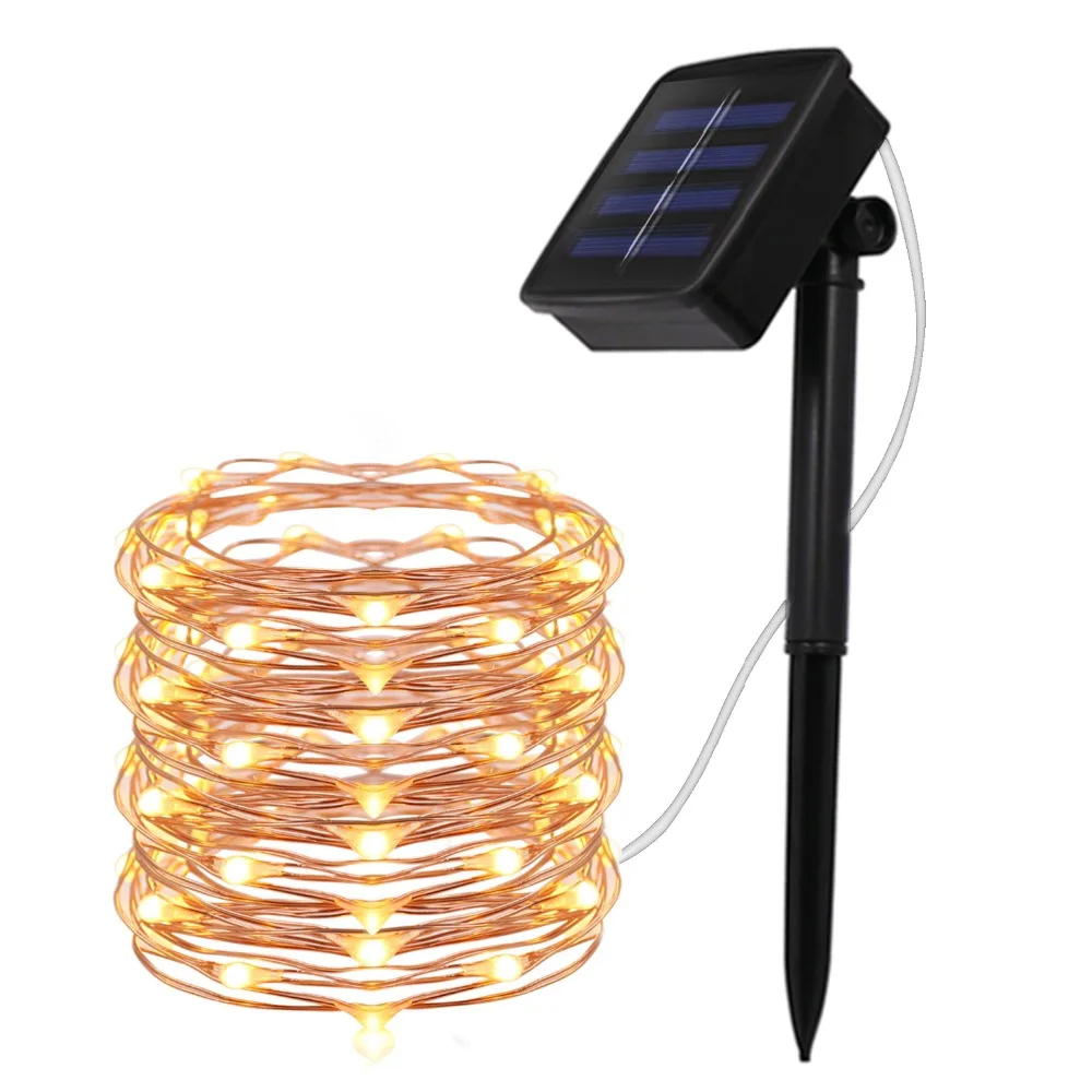 Solar Powered Led String Light Waterproof Lights 10m 100 LED Copper