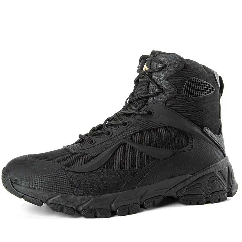Новинка года; модные зимние мужские кожаные ботинки; Тактический пустынный армейские мужские ботинки; Уличная обувь; ботильоны; Zapatos De Hombre - Цвет: black