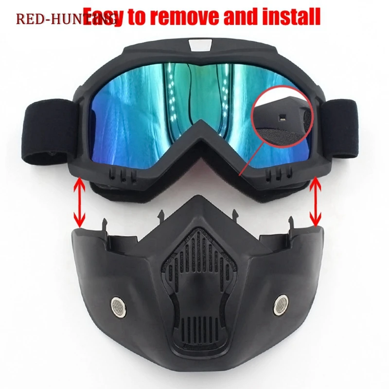 

Men Motocycle Mask Winter Ski Snowmobile Goggles Windproof Skiing Glasses Motocross Sunglasses with Mouth Filter