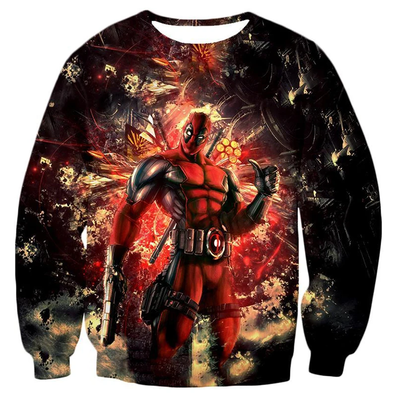 

Cloudstyle 2019 Comic Superhero Deadpool Sweatshirt Men Cool 3D Printed Casual Sweatshirt Male Streetwear Asian Size Plus 5XL