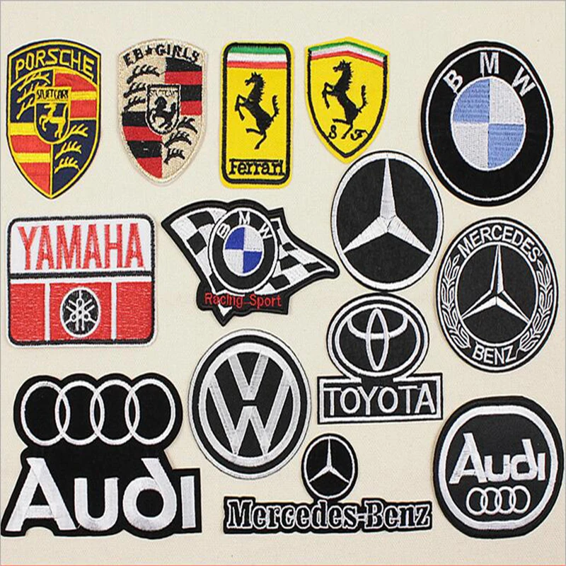 

Patches for car logo hot sell Iron on all car brands embroidery design garment patch 10 pcs/lot