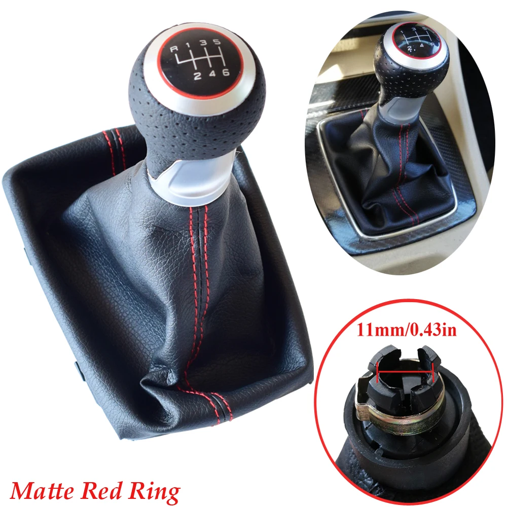 

5/6 Speed Silver Ring Matte Chrome Gear shift knob boot Gaitor For Audi A4(2001-2008)B6(2001-2005)A6 C5 (2001)For Seat Exeo 2011