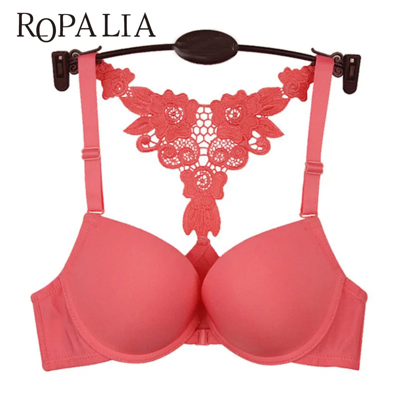 FWomen\\'s Smooth Push Up Bra Embroidered Front Closure Padded Bra FWomen\\'s Smooth Push Up Bra Embroidered Front Closure Padded Bra