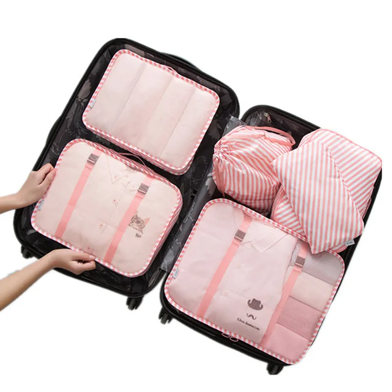 

6pcs/set Travel Bags Set Women Packing Cube Clothing Cosmetics Bra Underwear Storage Pouch Luggage Sorting Organizer Accessory