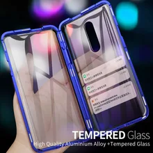 Luxury Metal Magnetic Front Back tempered Glass Case For Oneplus 7 Pro Cases Flip cover For Oneplus 7 Bumper Metal Frame Coque