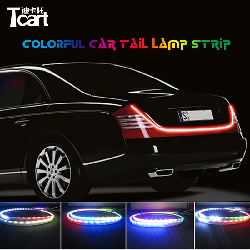 

RGB Universal flowing LED Rear Tail Brake Stop Marker Light Flexible Reverse/stop Strip Light for toyota prius camry corolla