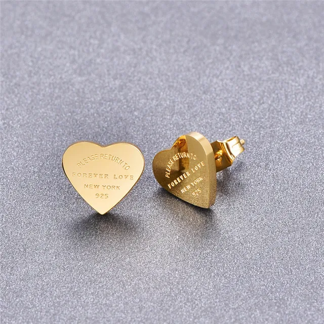 Martick Gold Color Stainless Steel Heart Earrings For Women Rose Martick Gold Color Stainless Steel Heart Earrings For Women Rose Stud