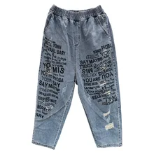 Джинсы бойфренда для женщин модные джинсовые брюки ботильоны тонкие с буквенным принтом эластичные джинсы Femme оригинальные тонкие Mujer vaqueeros Mujer