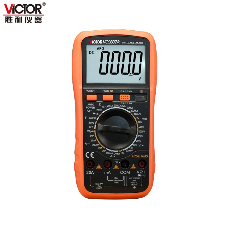 

Victor VC9807A+ AC DC Ammeter Voltmeter Ohmmeter Digital Multimeter multimetro conductivity Capacitance Frequency tester BAG