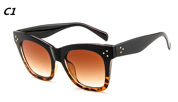 Классические женские солнцезащитные очки кошачий глаз, фирменный дизайн, винтажные градиентные солнцезащитные очки с заклепками, женские роскошные очки Oculos De Sol - Цвет линз: C1