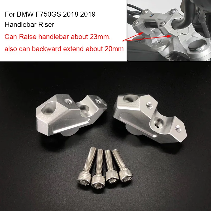 F750GS F750 GS 2018 2019 22MM Handlebar Risers Clamp Height up also Backward Extend Adapters with Bolts for BMW 2018 2019 F750GS (1)