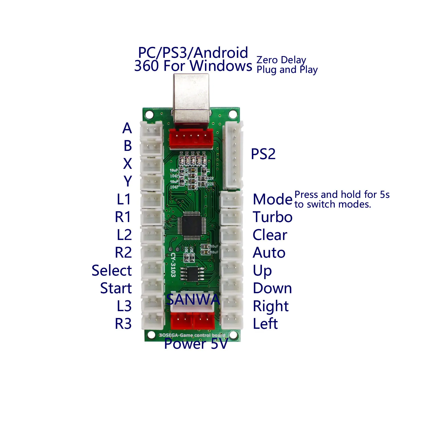 SJ@ JX аркадная игра DIY Kit USB энкодер матовый кнопочный 4 и 8 джойстик контроллер механический переключатель для ПК PS3 Raspberry Pi