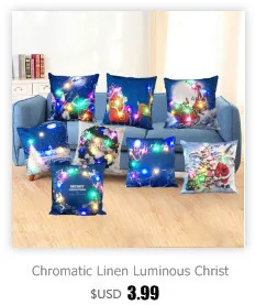 Luminous Christmas Cushion Cover LED Light Throw Pillows Cover For Sofa Home Car Xmas Decoration Deer Santa Claus Pillowcases