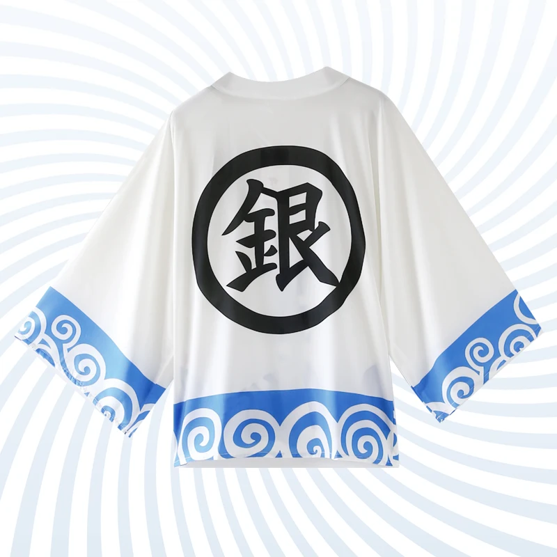 

Anime Gintama Cloak Yukata Cosplay Costume Sakata Gintoki Japanese Fashion Kimono Daily Casual Haori