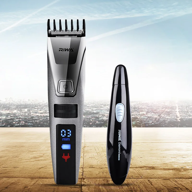 Riwa Original brand Fast Rechargerable Hair Clipper Men LCD Electric Hair Cutting Machine K3 +Nose Ear Trimmer shaver Cutter S34