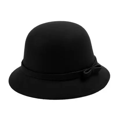 Весенняя модная винтажная Женская шерстяная шляпа Fedora Bucket Dome Bell с бантом фетровые шапки женские шапки шляпа 7 цветов - Цвет: 4