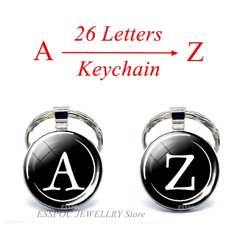 

Simple Style 26 Letters Print Personality Name Keychain Handmade Diy Bag Pendant Fashion Key Rings Holder
