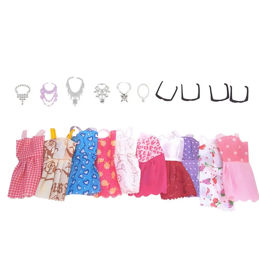 

None 20Pcs/Set Mini Short Dresses+Necklaces+Glasses Toy Accessories for Dolls Random Style
