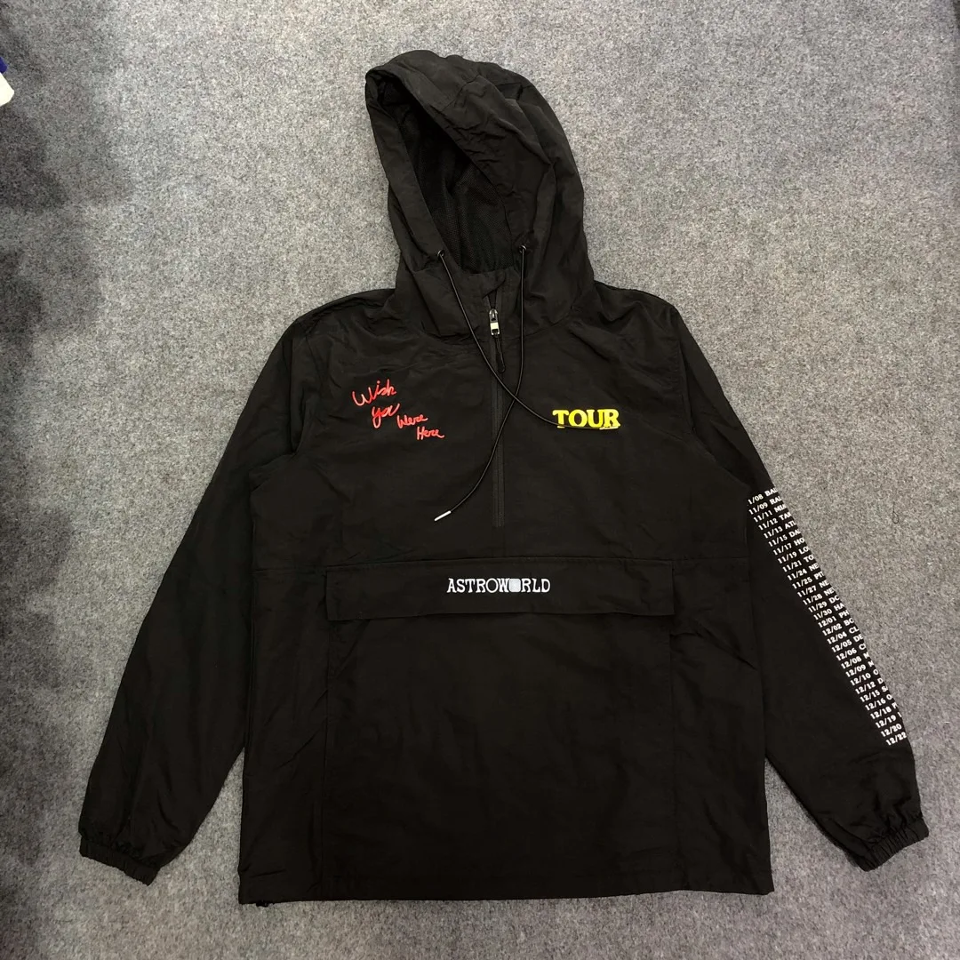 

2019 Best Quality Travis Scott AstroWorld Tour Embroidery Women Men Windbreaker Jacket Hiphop Streetwear Men Hooded Jacket