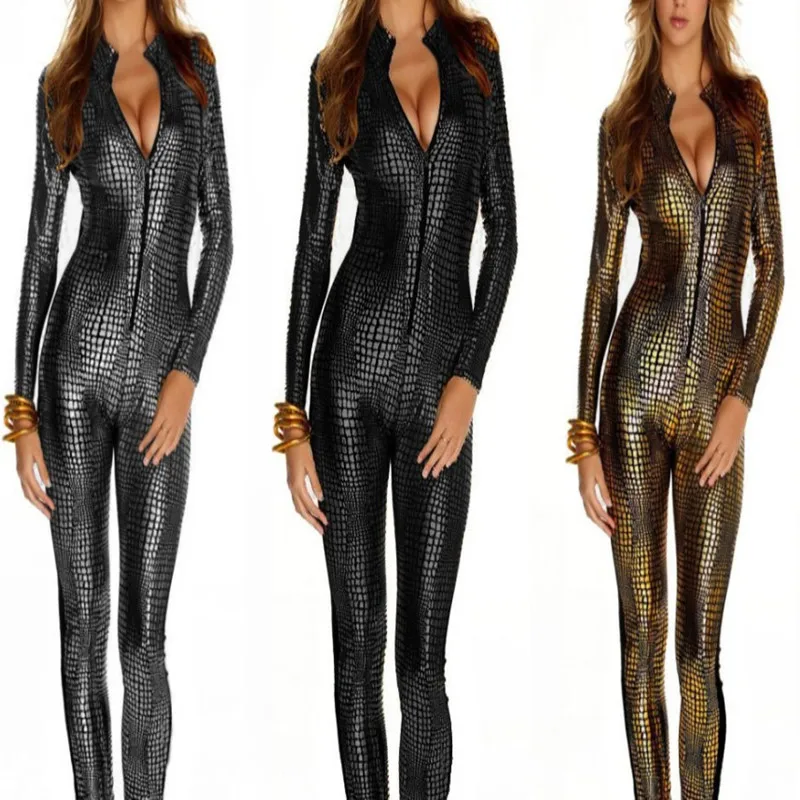 

Women PU Leather Jumpsuits Nightclub Bar DJ Costumes Pole dancing Clothes Lady Stage Dance Costumes For Singer Jazz Dance