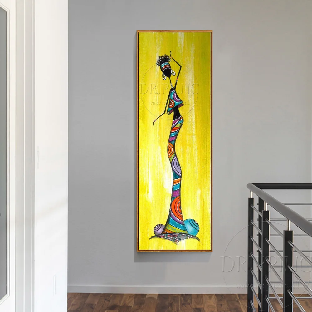 Unique Wall Art Pictures Artist Hand Painted Long Size Vertical Rectangle Oil Painting Abstract African Woman Oil Painting Women Oil Paintings Oil Paintingart Pictures Aliexpress
