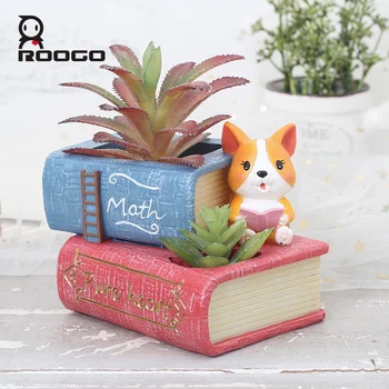 

Roogo Decoration Flower Pot Planters Small Vintage Red Books Plant Pot Succulent Garden Pots Home Decoration Accessories