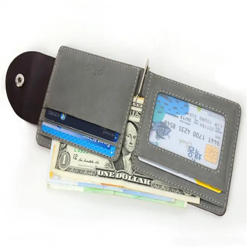 Абсолютно и качественный Роскошный деловой мужской Ультратонкий кожаный бумажник с зажимом для денег ID кошелек для кредитных карт кошелек мужской L* 5 - Цвет: Gray