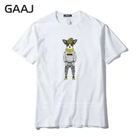GAAJ 100% Cotton Brand  Men T Shirt Funny Cartoon 'Dog Bear Cat Animal' TShirts For Mens Tees Plus Size 3XL #GA3VQ