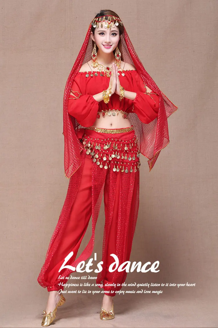 4 шт. 6 цветов взрослый женский костюм Болливуд индийский танец живота костюм восточные племенные арабские Египетский Танец живота костюмы