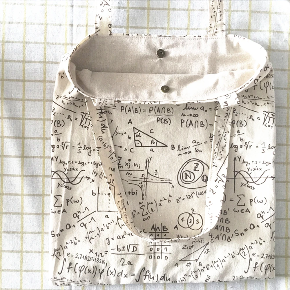 YILE Cotton Linen Eco Shopping Tote Shoulder Book Bag Algebra Expression Black or Brown 526b YILE Cotton Linen Eco Shopping Tote Shoulder Book Bag Algebra Expression Black or Brown 526b