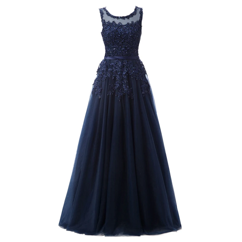 

Elegant Tulle Long Dress for Wedding Bridesmaid Sleeveless High Waist Lace Up Embroidery Beading Dress for Women Party Dress