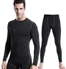 Hot Sale Solid O-neck Long Sleeve T Shirt Pants Two Pieces Set Plus Size Breathable Male Fitness Wicking Sport Running Suit