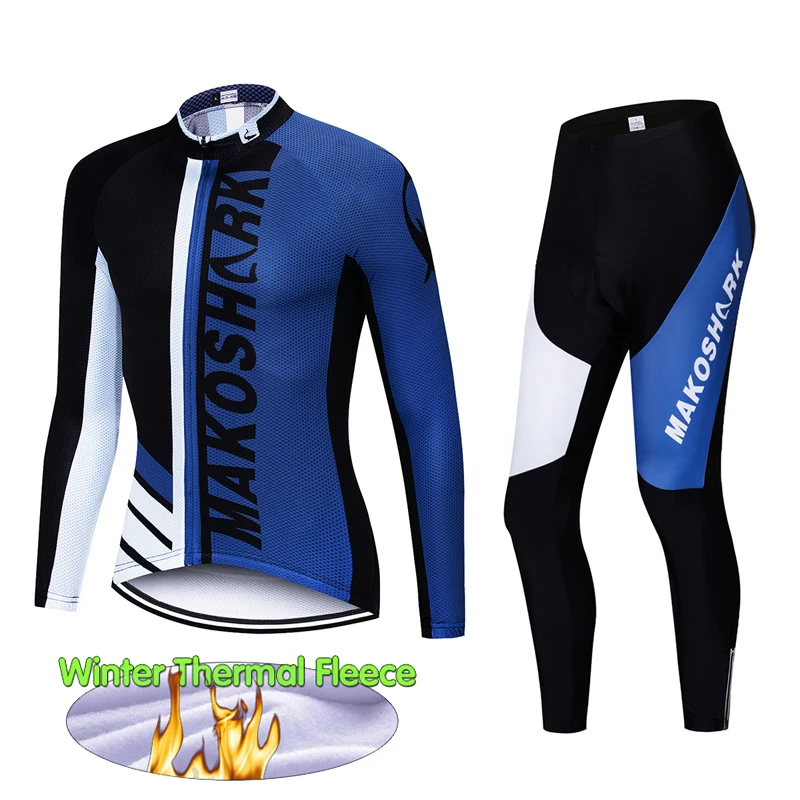 Winter Thermal Fleece Cycling Jersey Set Ropa Ciclismo MTB Long Sleeve Bike Wear Cycling Wear Bike Clothing Suit 9D Gel Pad