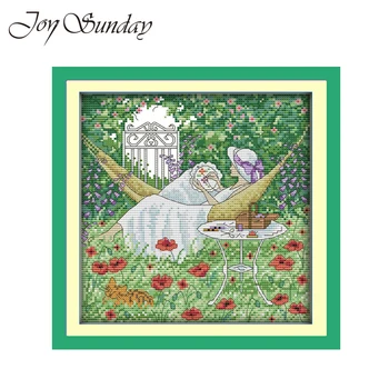 

Joy Suanday Embroiderie Cross Stich Kits Counted 11CT 14CT Leisure afternoon Patterns DMC Needlework Sets Ponto Cruz Para Bordar