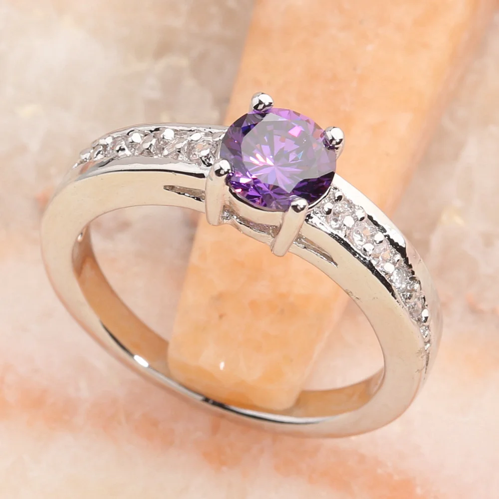 Nobiliary Purple Stone 5*5mm Semi precious Stone Silver Cool For Women ...