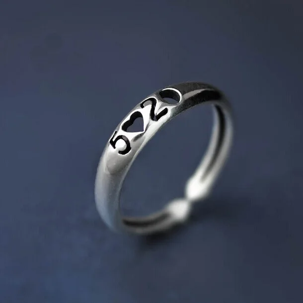 

Real Pure 925 Sterling Silver 520 Number LOVE Rings for Women Adjustable Size Ring Fashion sterling-silver-jewelry