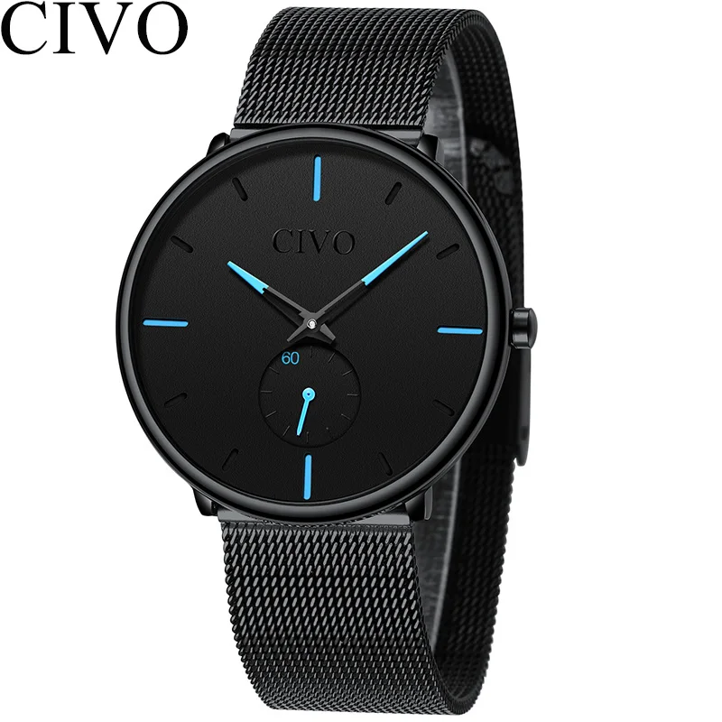 

CIVO Mens Sports Quartz Watch Waterproof Stainless Steel Watches Strap Minimalist Simple Wristwatches Clock Relogio Masculino