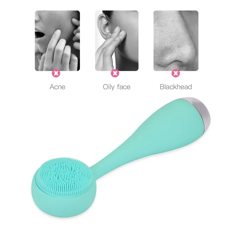 Battery Facial Cleansing Brush Silicone Electric Massager Waterproof