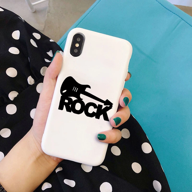 Гитара Рок н рулонные полосы черный мягкий чехол из ТПУ для телефона iPhone 8 7 6 6S Plus X