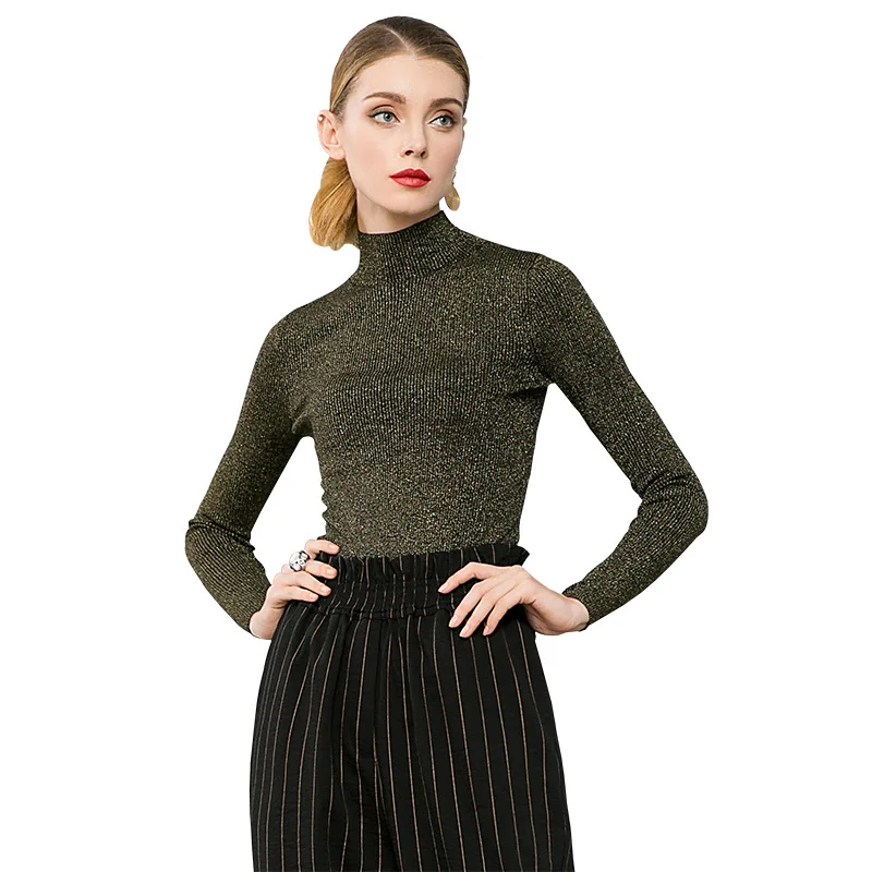 High elastic knit turtleneck slim pullovers sweater 2018 new long sleeve women autumn sweater