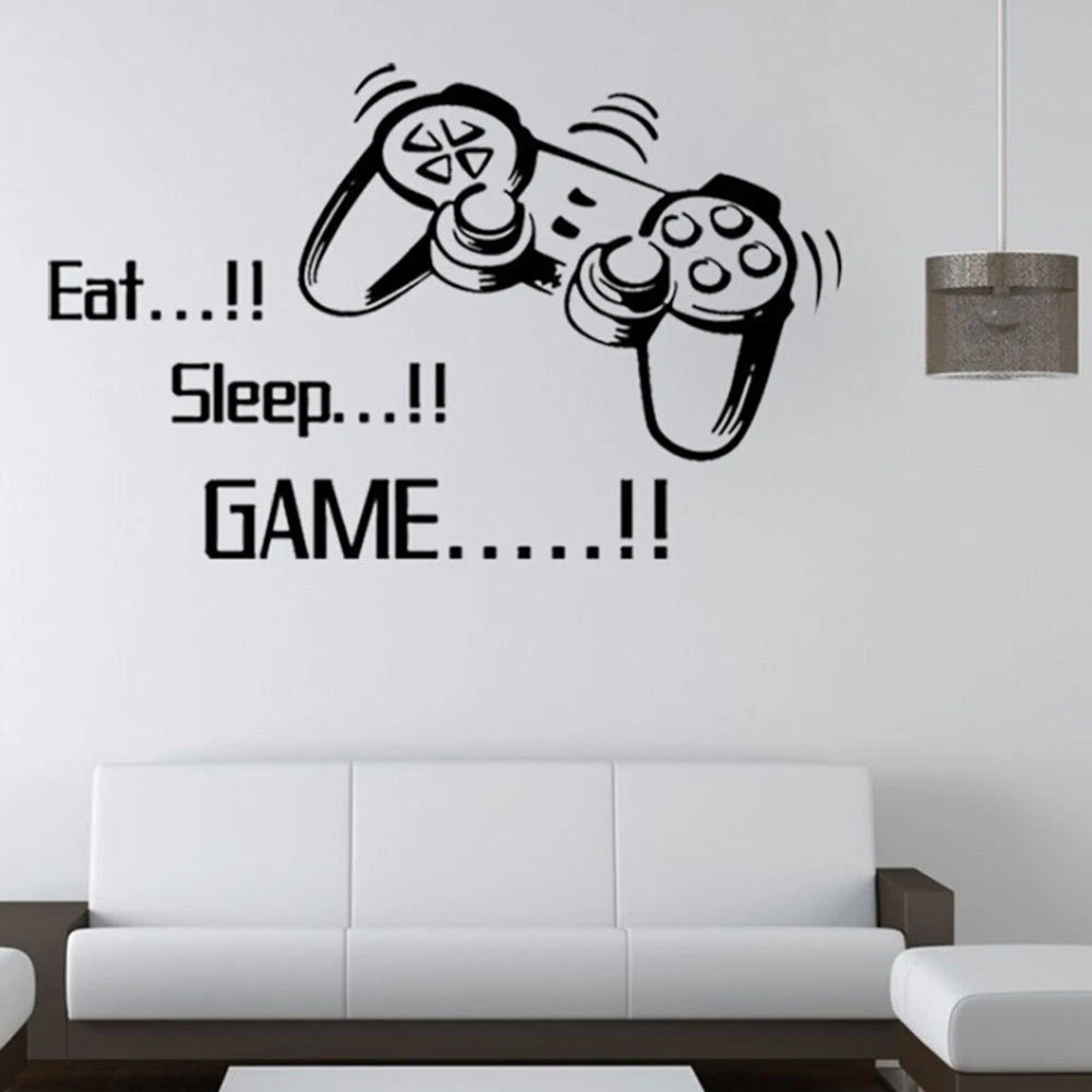 

Eat Sleep Game Wall Sticker Vinyl Kitchen Dining Room Wall Door Stickers Decor Removable Decals Wallpaper Decorations For Home