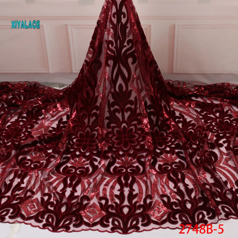 Африканская кружевная ткань роскошные высококачественные французские кружева с блестками нигерийские бархатные ткани кружевные ткани свадебные YA2748B-1