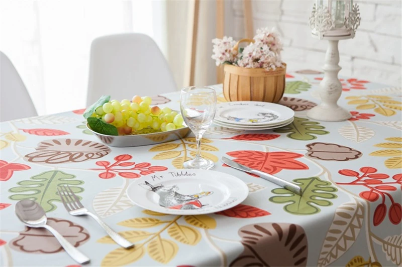 Pastoral Leaves Rectangle Tablecloths Printed Cotton Polyester Tea Table Cloth For Table Dustproof Microwave Oven Cover Kitchen 