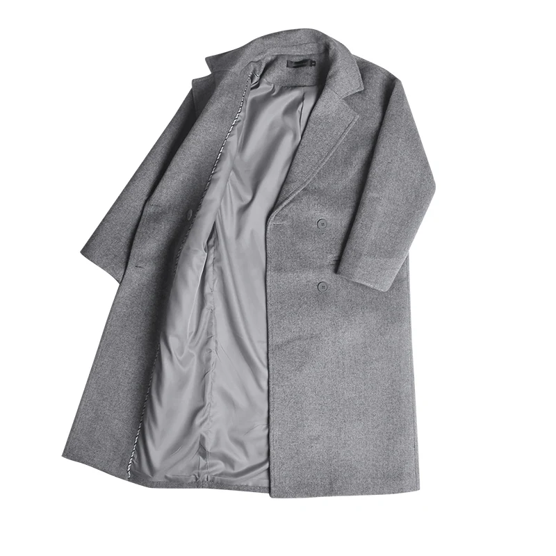 Светло серые шерстяные пальто осень зима 2018 женские Peacoats Саржевые|grey wool coat|womens